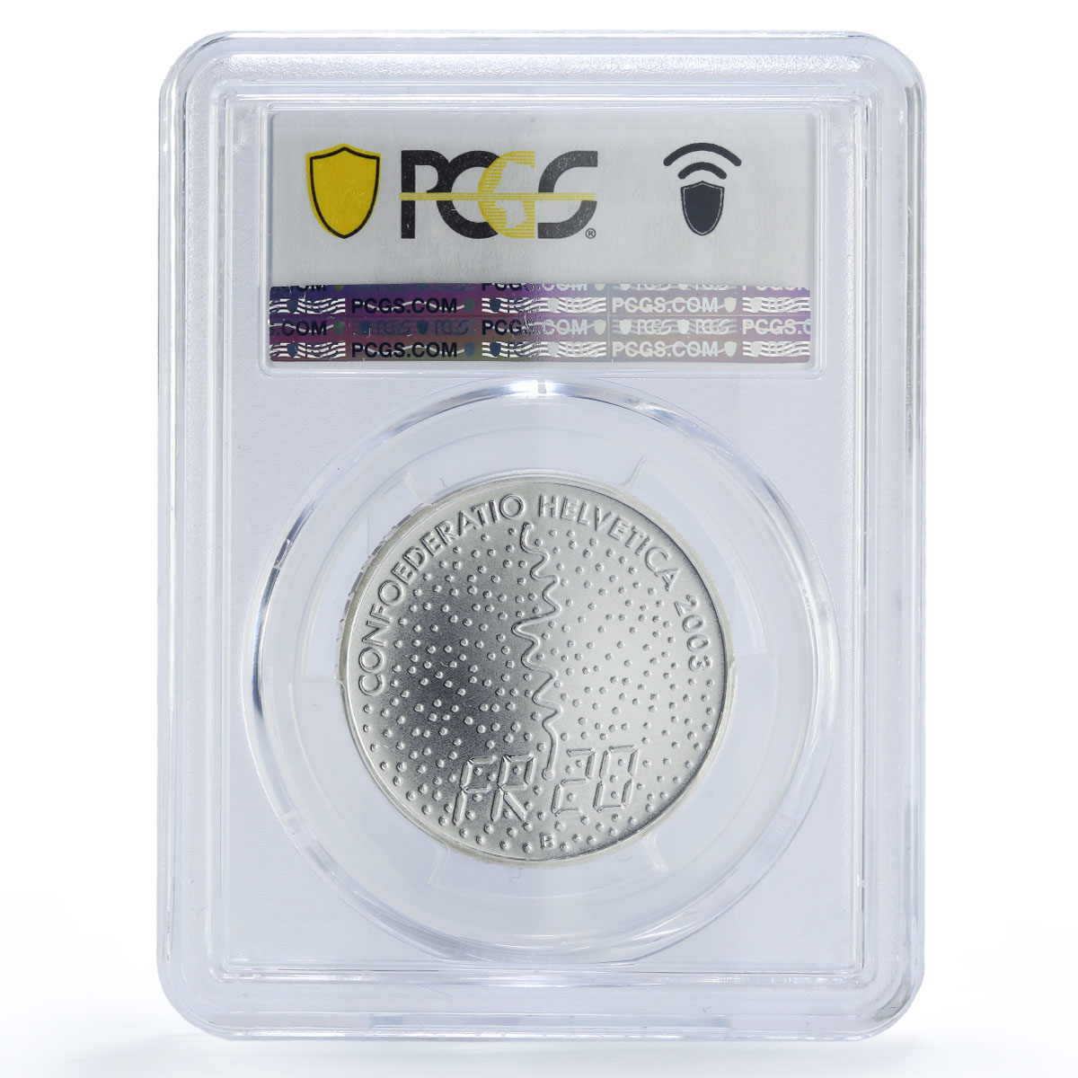 Switzerland 20 francs Moritz Ski Championship Sports MS70 PCGS silver coin 2003