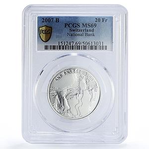 Switzerland 20 francs National Bank Composer Honegger MS69 PCGS silver coin 2007