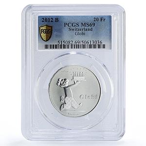 Switzerland 20 francs Globi Parrot Mascots Cartoons MS69 PCGS silver coin 2012