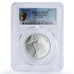 Switzerland 20 francs Jassen Jass Card Game MS69 PCGS silver coin 2014