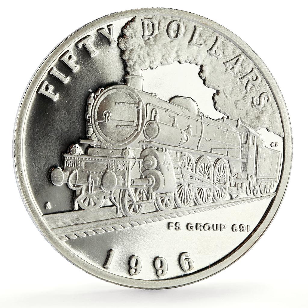 Marshall Islands 50 dollars FS Group 691 Trains Railways proof silver coin 1996