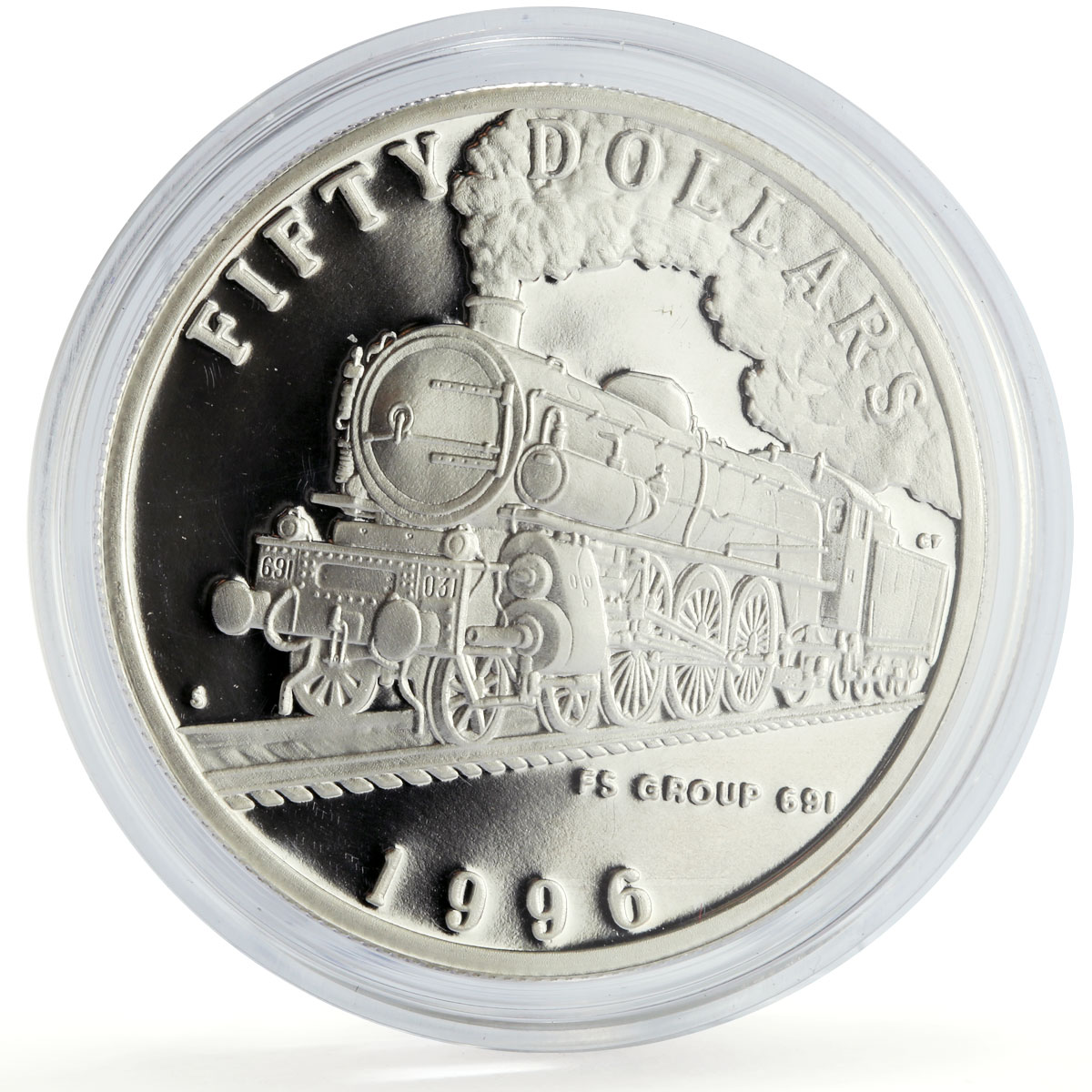Marshall Islands 50 dollars FS Group 691 Trains Railways proof silver coin 1996