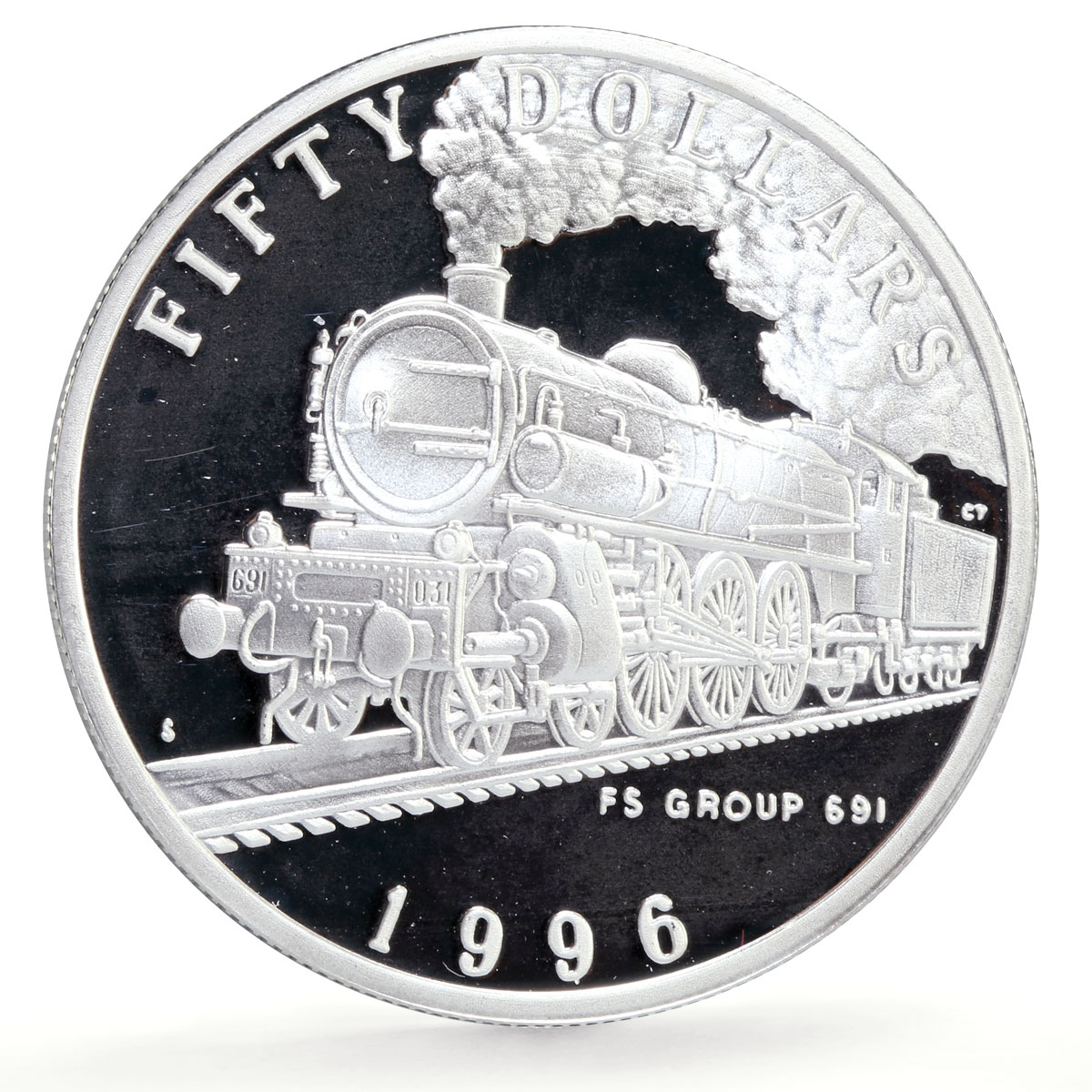 Marshall Islands 50 dollars FS Group 691 Trains Railways proof silver coin 1996