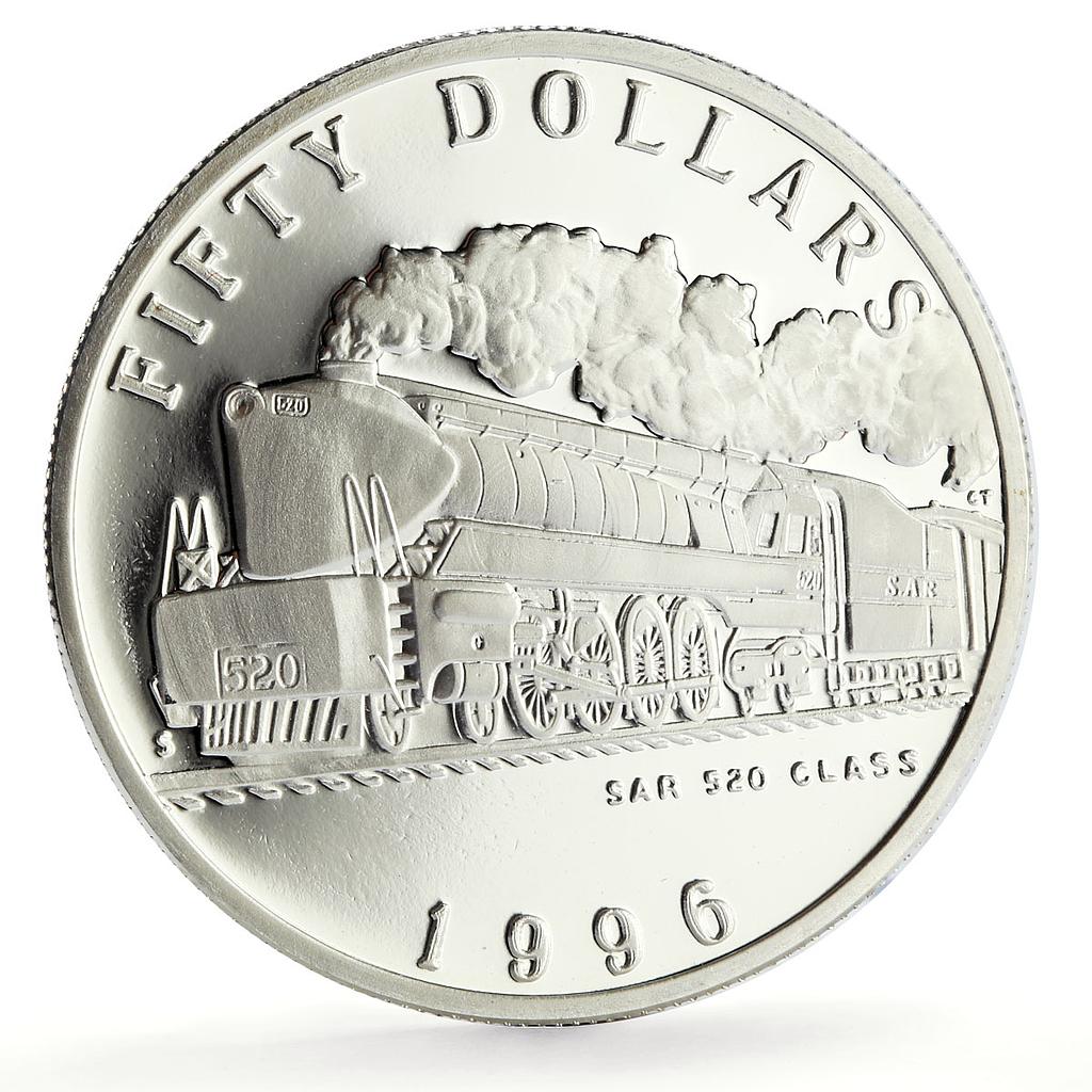 Marshall Islands 50 dollars SAR 520 Class Trains Railways proof silver coin 1996
