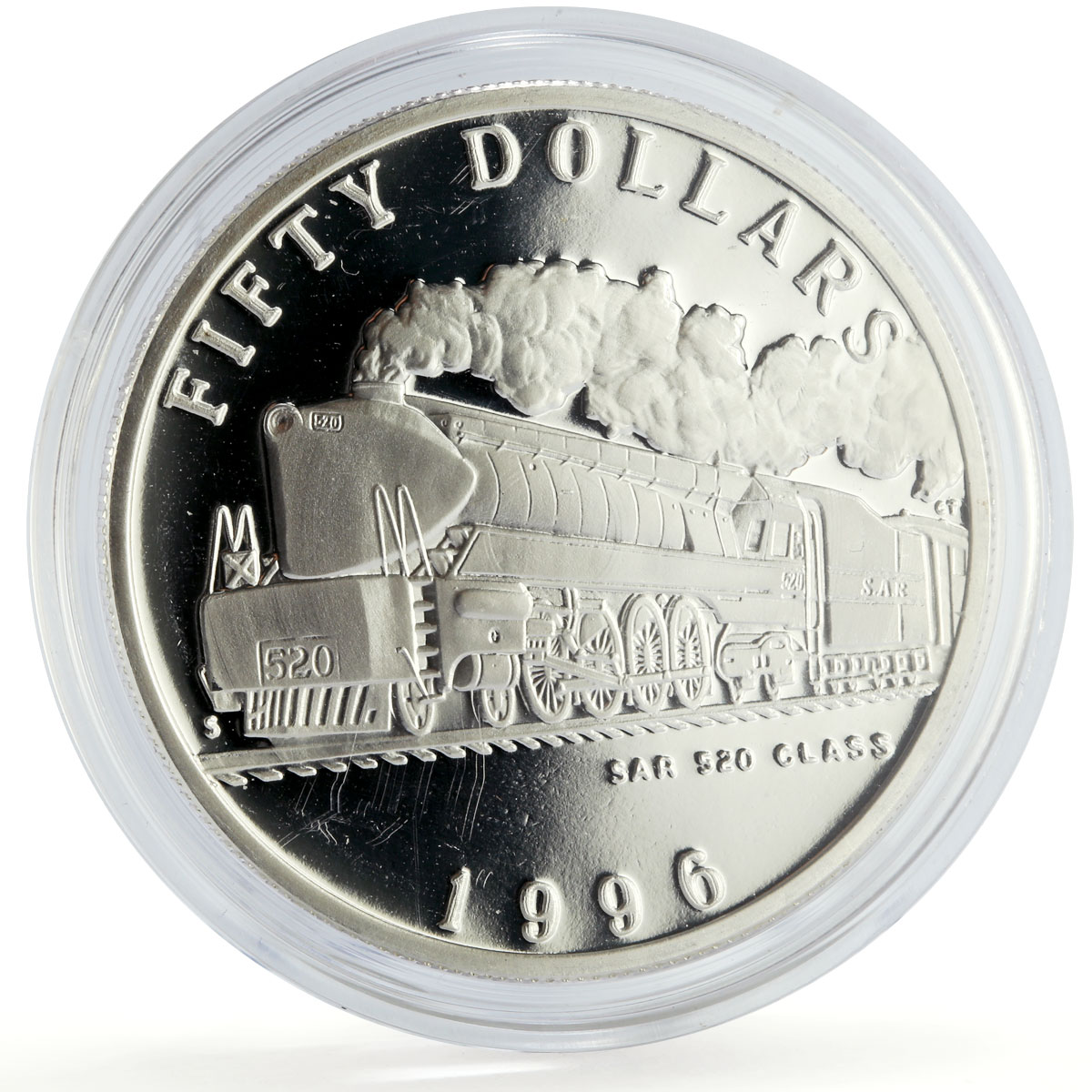 Marshall Islands 50 dollars SAR 520 Class Trains Railways proof silver coin 1996