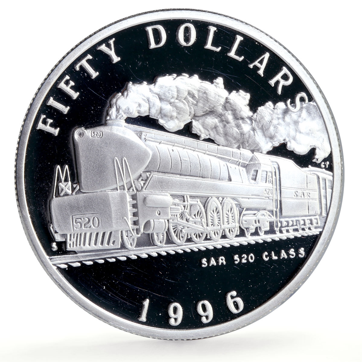 Marshall Islands 50 dollars SAR 520 Class Trains Railways proof silver coin 1996