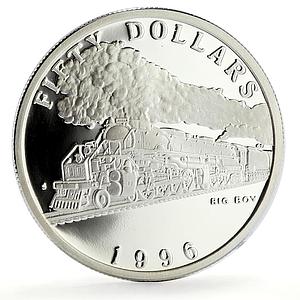 Marshall Islands 50 dollars Big Boy Trains Railways proof silver coin 1996