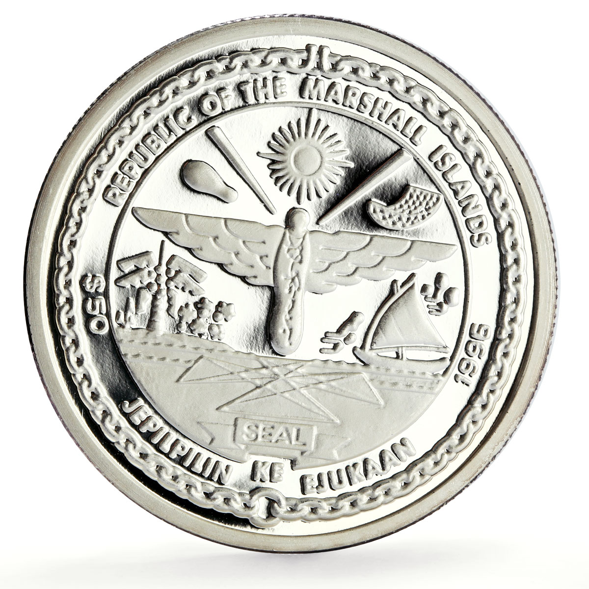 Marshall Islands 50 dollars Big Boy Trains Railways proof silver coin 1996