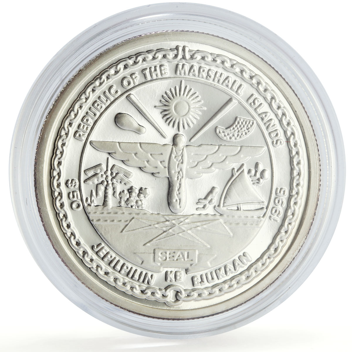 Marshall Islands 50 dollars Big Boy Trains Railways proof silver coin 1996
