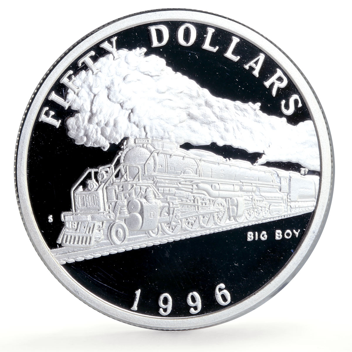 Marshall Islands 50 dollars Big Boy Trains Railways proof silver coin 1996