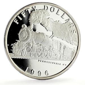 Marshall Islands 50 dollars Pennsylvania K4 Trains Railways silver coin 1996