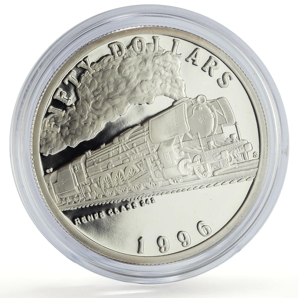 Marshall Islands 50 dollars RENFE Class 242 Trains Railways silver coin 1996