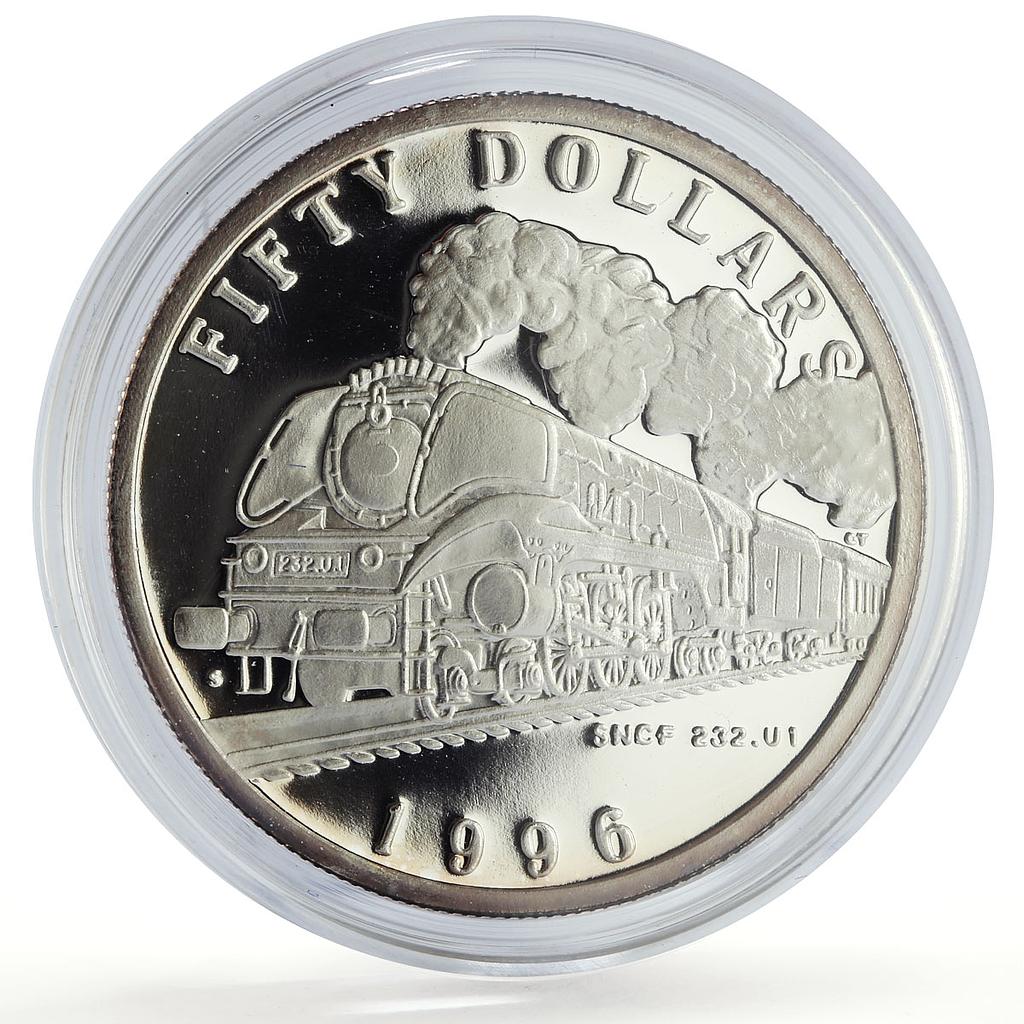 Marshall Islands 50 dollars SNCF 232 U1 Trains Railways proof silver coin 1996