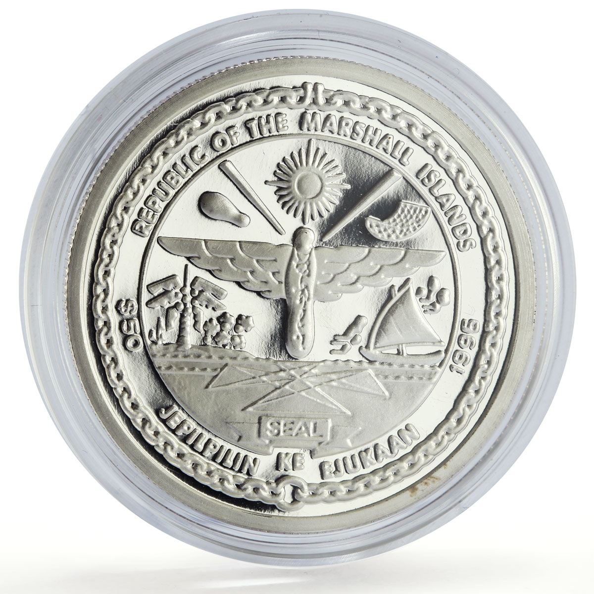 Marshall Islands 50 dollars SNCF 232 U1 Trains Railways proof silver coin 1996