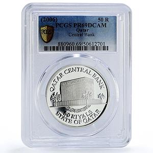 Qatar 50 riyals Central Bank Building Architecture PR69 PCGS silver coin 2006
