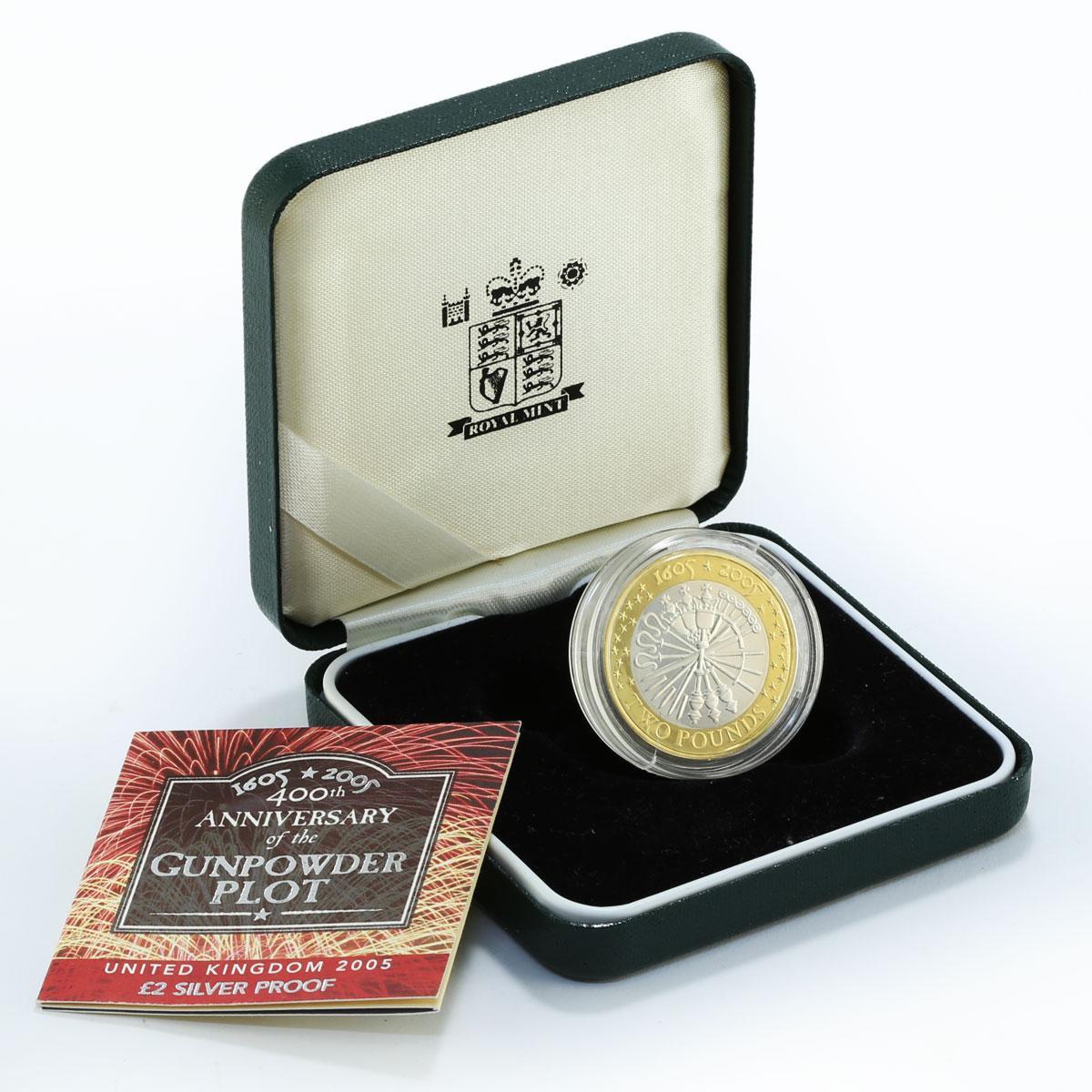 United Kingdom 2 pounds 400th Gunpowder Plot gilded silver coin 2005