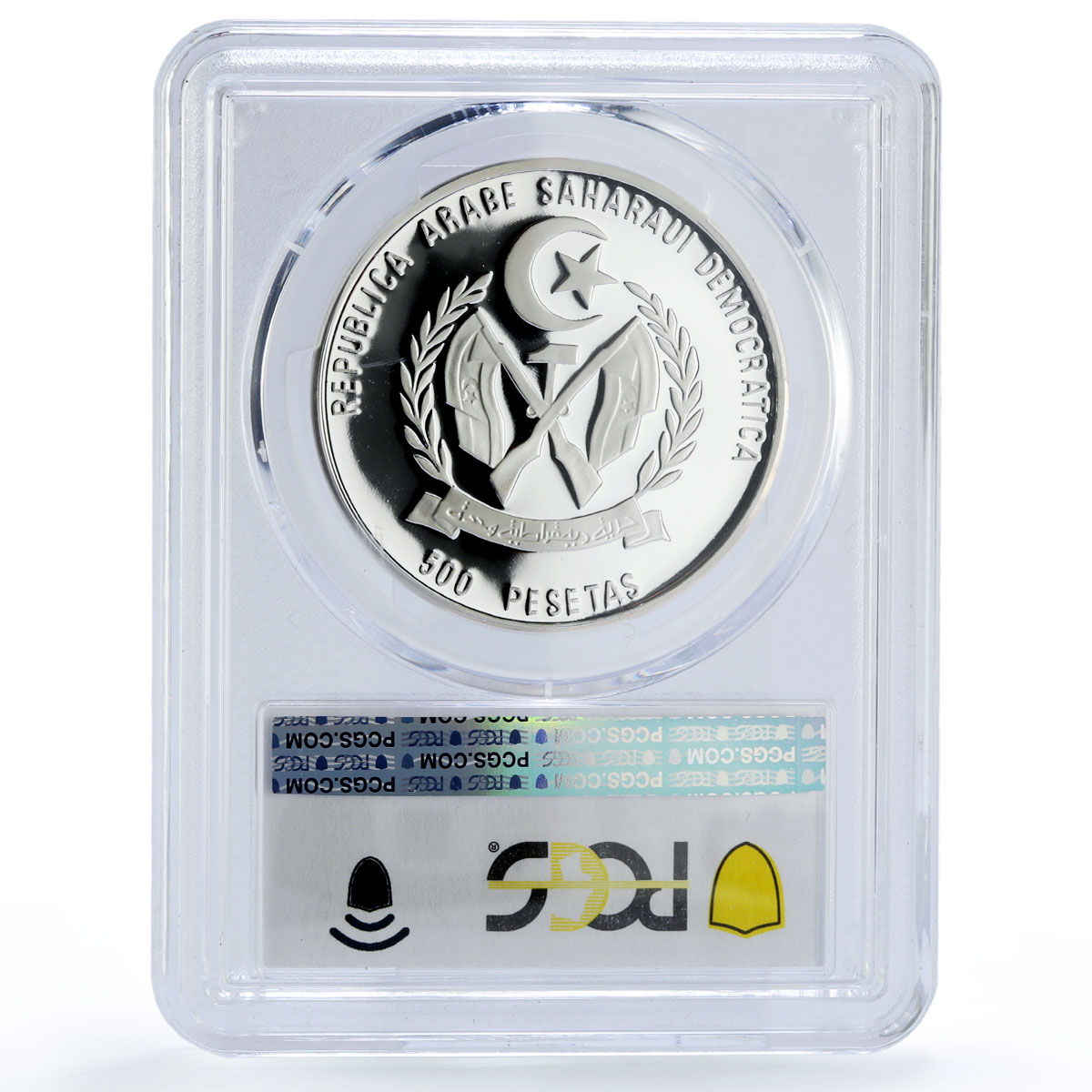 Saharawi 500 pesetas Prehistoric Camarasaurus Dinosaurs PR68 PCGS Ag coin 1994