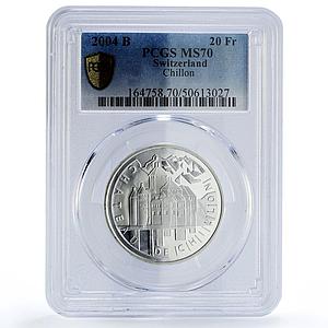 Switzerland 20 francs Chillon Castle Architecture MS70 PCGS silver coin 2004