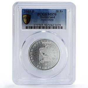 Switzerland 20 francs Geneva Motor Show Automobiles MS70 PCGS silver coin 2005