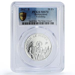 Switzerland 20 francs Yodelling Throat Singing Music MS70 PCGS silver coin 2017