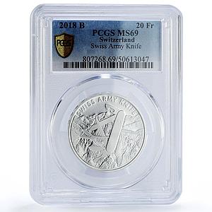 Switzerland 20 francs Swiss Army Knife Victorinox MS69 PCGS silver coin 2018