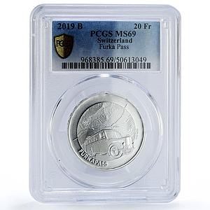 Switzerland 20 francs Furka Pass Cars Automobiles MS69 PCGS silver coin 2019