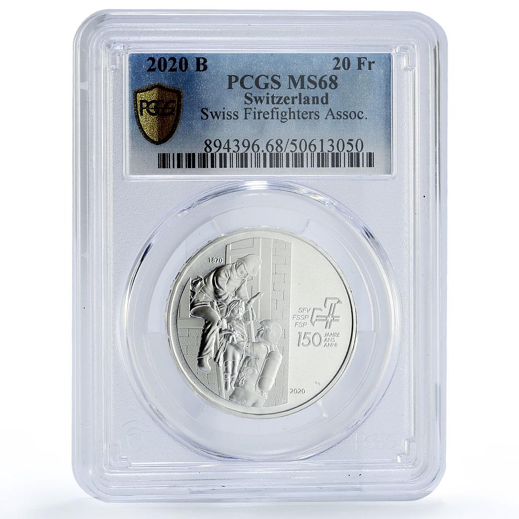 Switzerland 20 francs Swiss Firefighters Association MS68 PCGS silver coin 2020