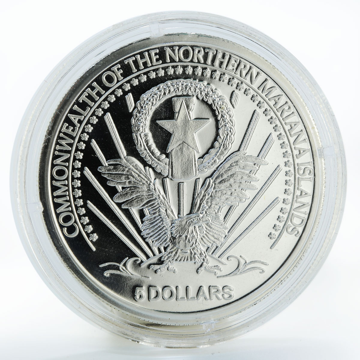 Mariana Islands 5 dollars Mysteries of World hologram proof silver coin 2005