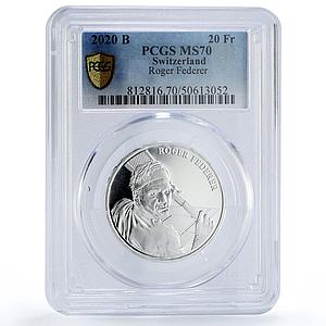 Switzerland 20 francs Roger Federer Tennis Sports MS70 PCGS silver coin 2020