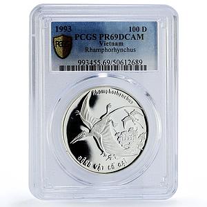 Vietnam 100 dong Prehistoric Rhamphorhynchus Dinosaurs PR69 PCGS Ag coin 1993
