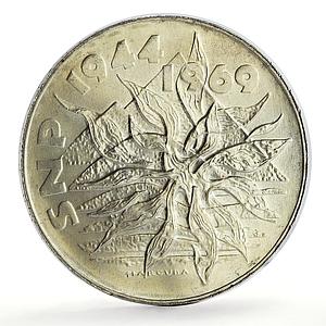 Czechoslovakia 25 korun Slovak Uprising 25th Anniversary silver coin 1969