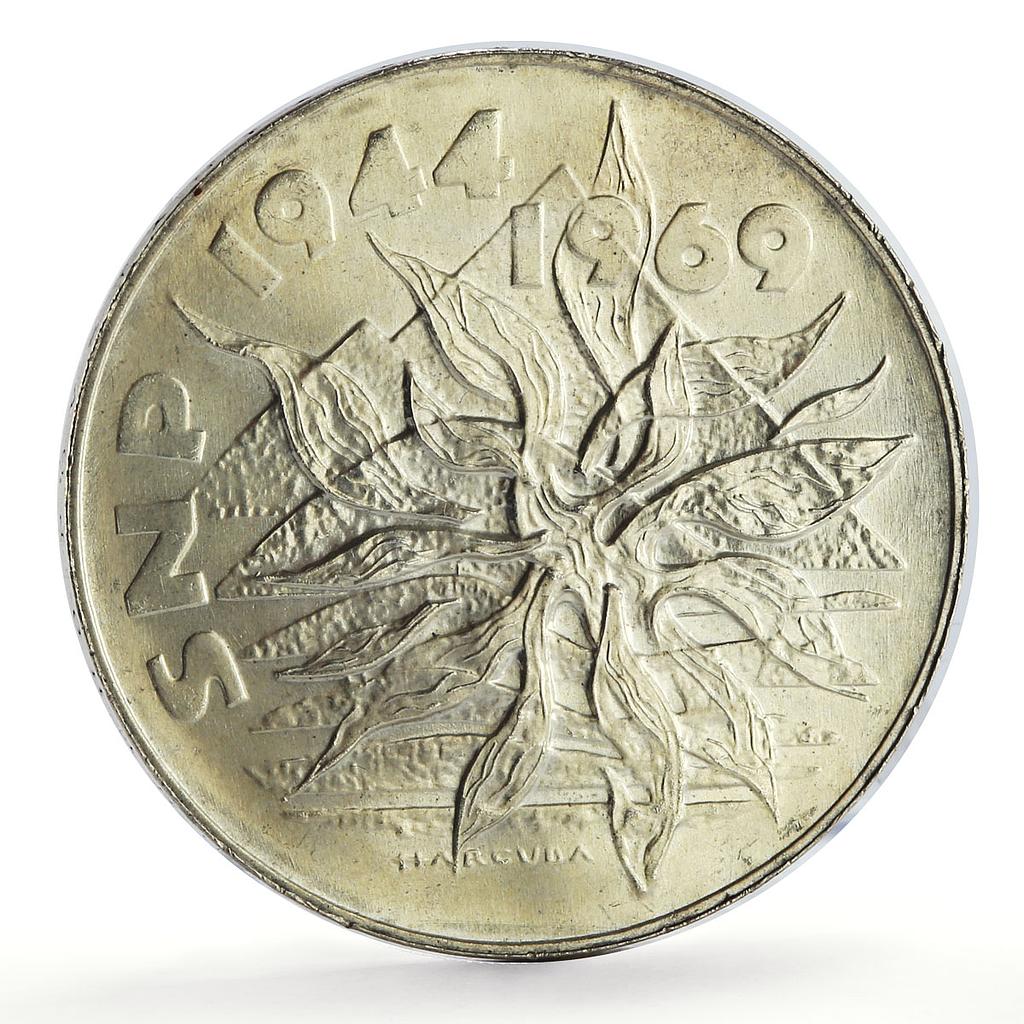 Czechoslovakia 25 korun Slovak Uprising 25th Anniversary silver coin 1969