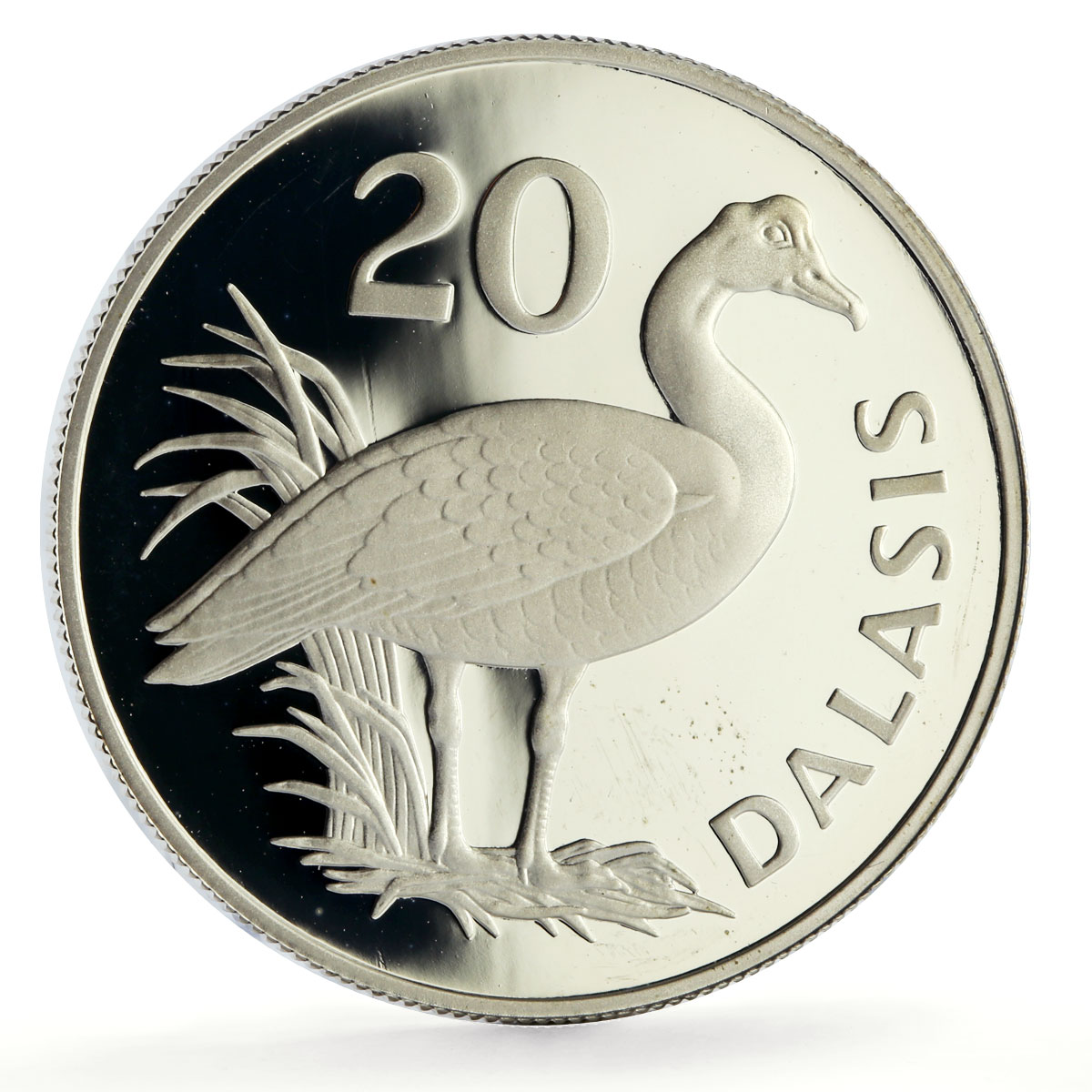 Gambia 20 and 40 dalasis Goose Aardvark Set WWF Wildlife proof silver coins 1977