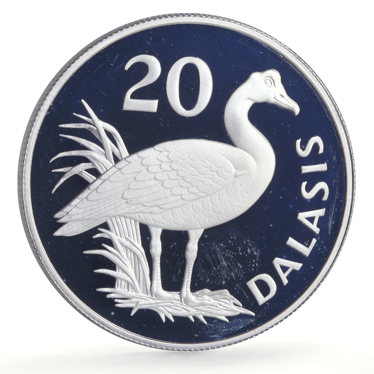 Gambia 20 and 40 dalasis Goose Aardvark Set WWF Wildlife proof silver coins 1977