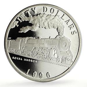 Marshall Islands 50 dollars Royal Hudson Trains Railways proof silver coin 1996