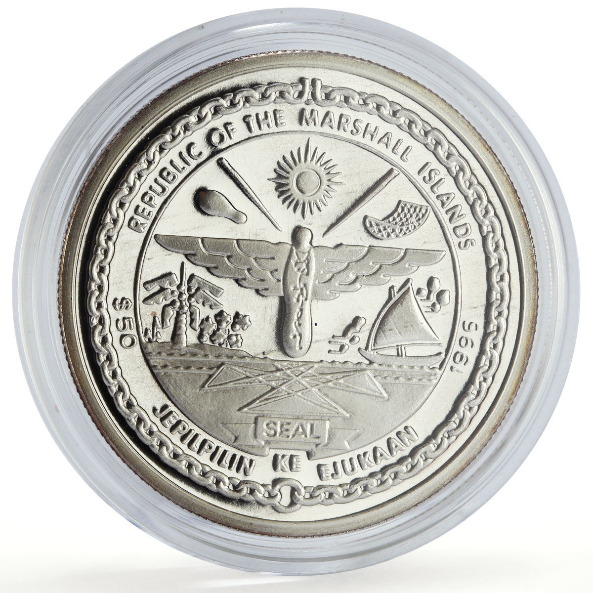 Marshall Islands 50 dollars Royal Hudson Trains Railways proof silver coin 1996