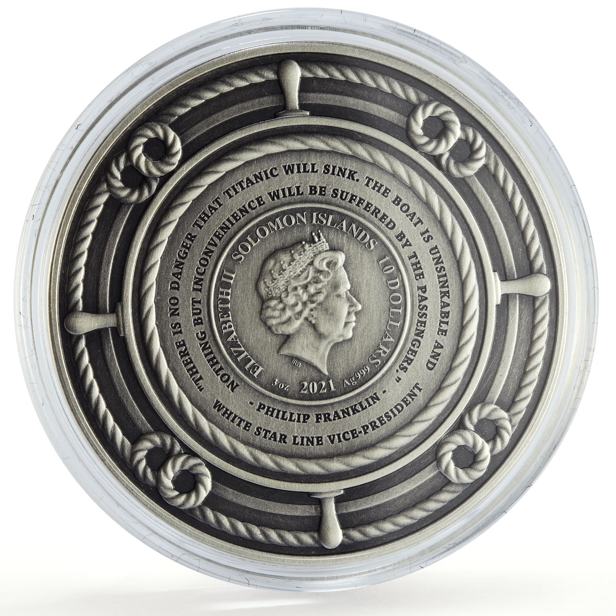 Solomon Islands 10 dollars Remembering Titanic Ship Steamer 3oz silver coin 2021