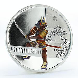 Tuvalu 1 dollar Great Warriors Samurai colored silver coin 2010