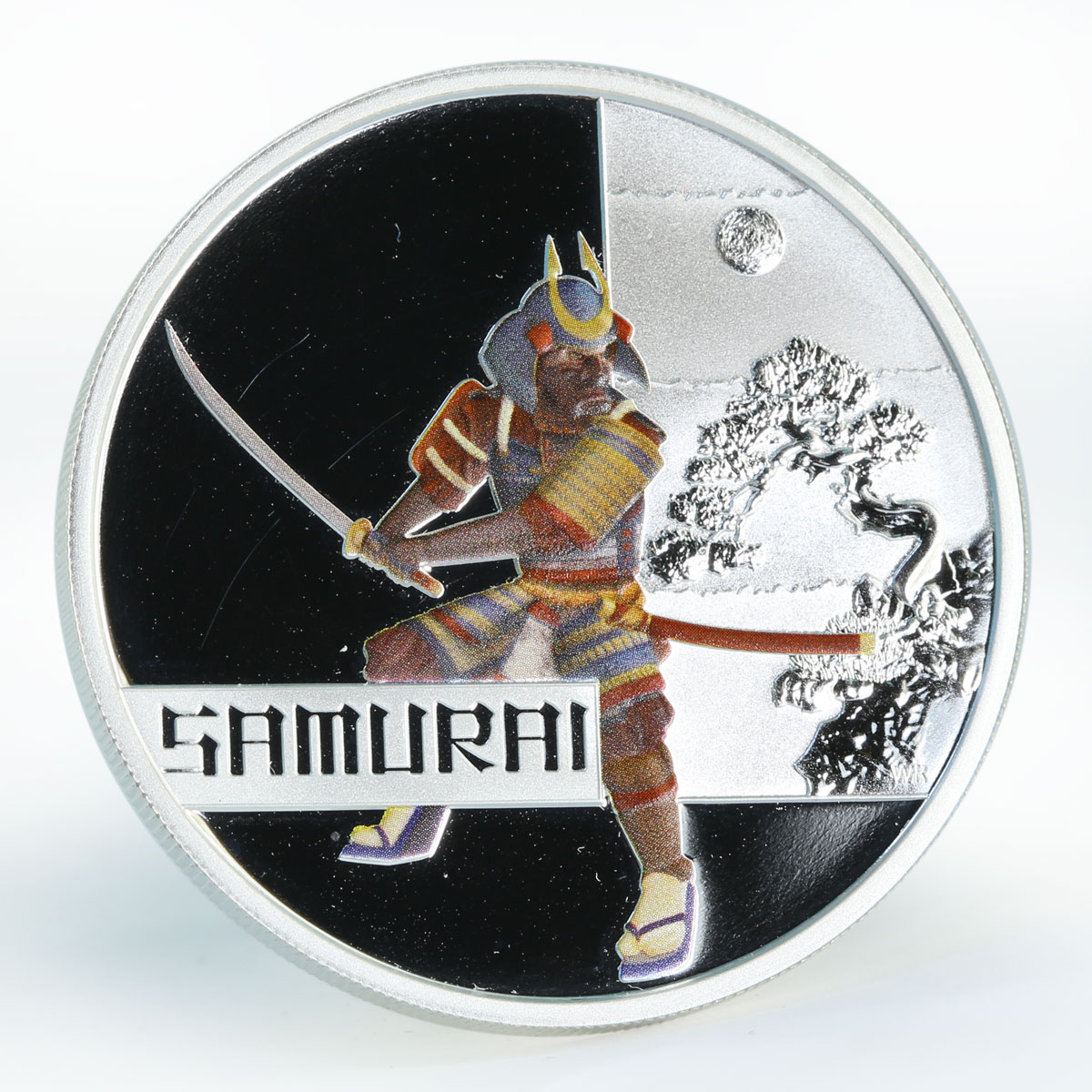 Tuvalu 1 dollar Great Warriors Samurai colored silver coin 2010