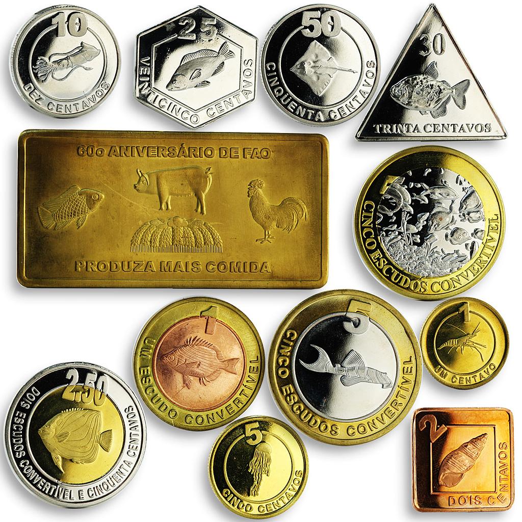 Cabinda set of 12 coins Marine fauna fishes base metal 2001-2006