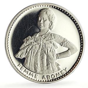 Benin Dahomey 200 francs Independence Abomey Woman KM-2.2 proof silver coin 1971