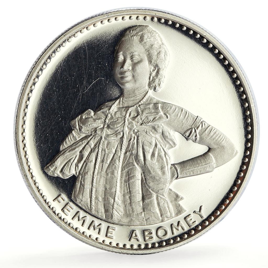 Benin Dahomey 200 francs Independence Abomey Woman KM-2.2 proof silver coin 1971
