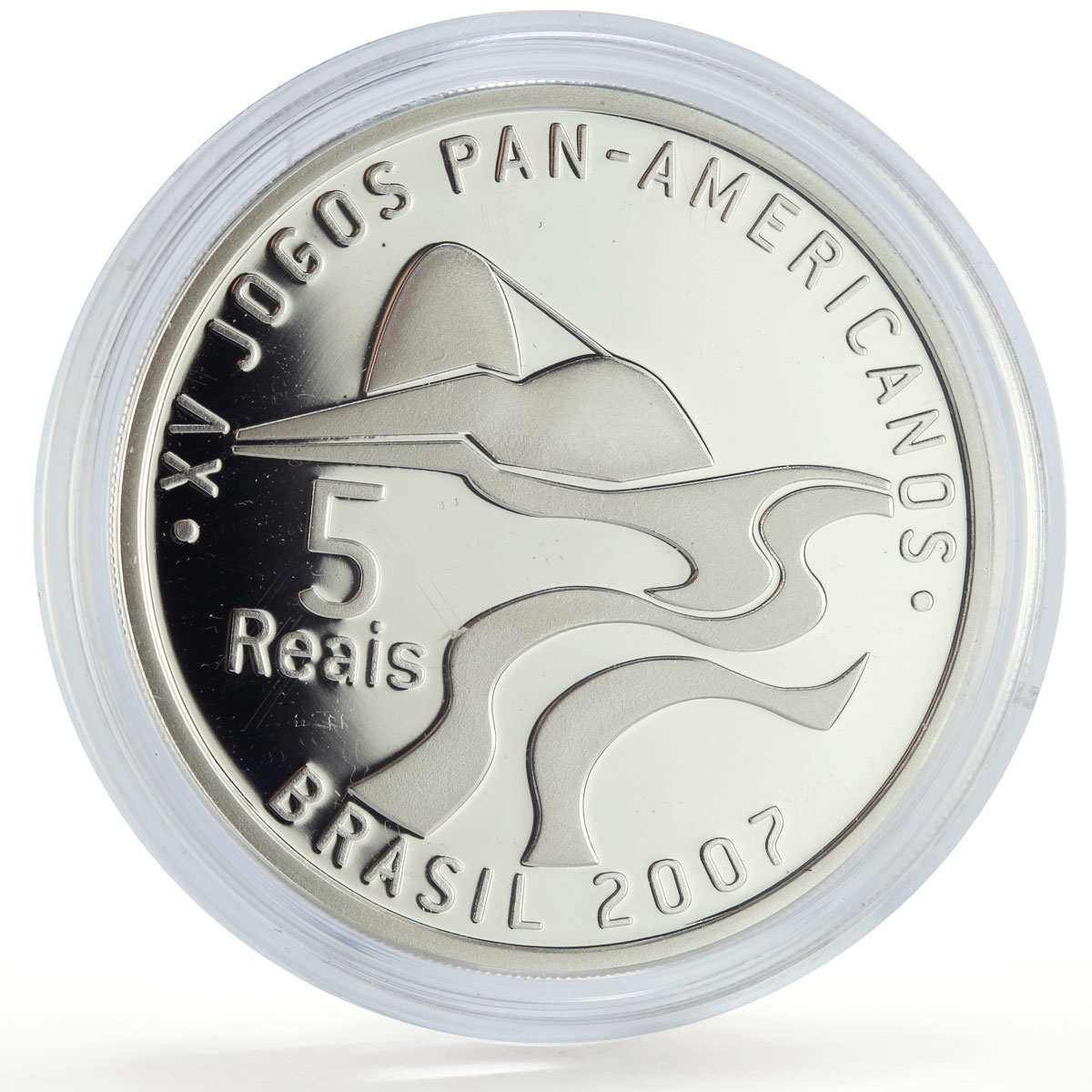 Brazil 5 reis Pan-American Games Rio de Janeiro Sports proof silver coin 2007