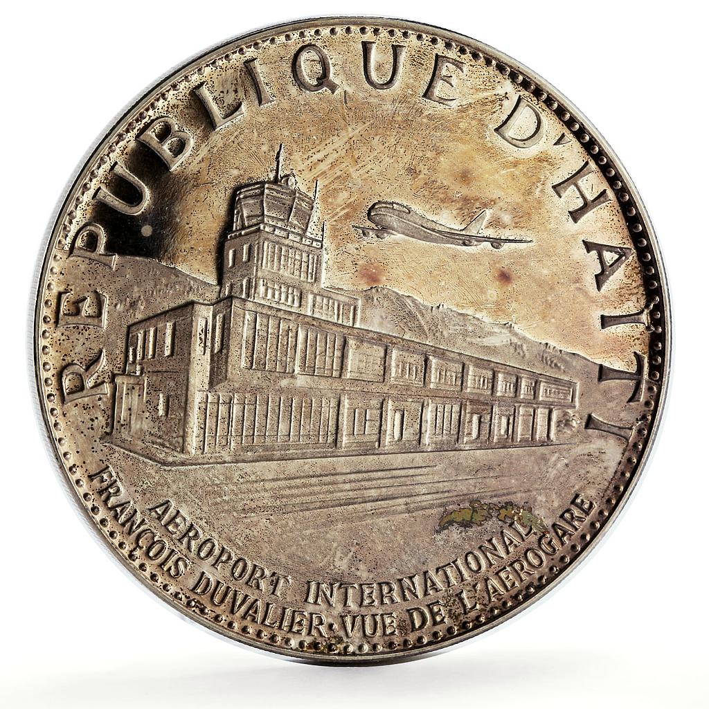 Haiti 25 gourdes Duvalier Airport Planes Aviation proof silver coin 1971