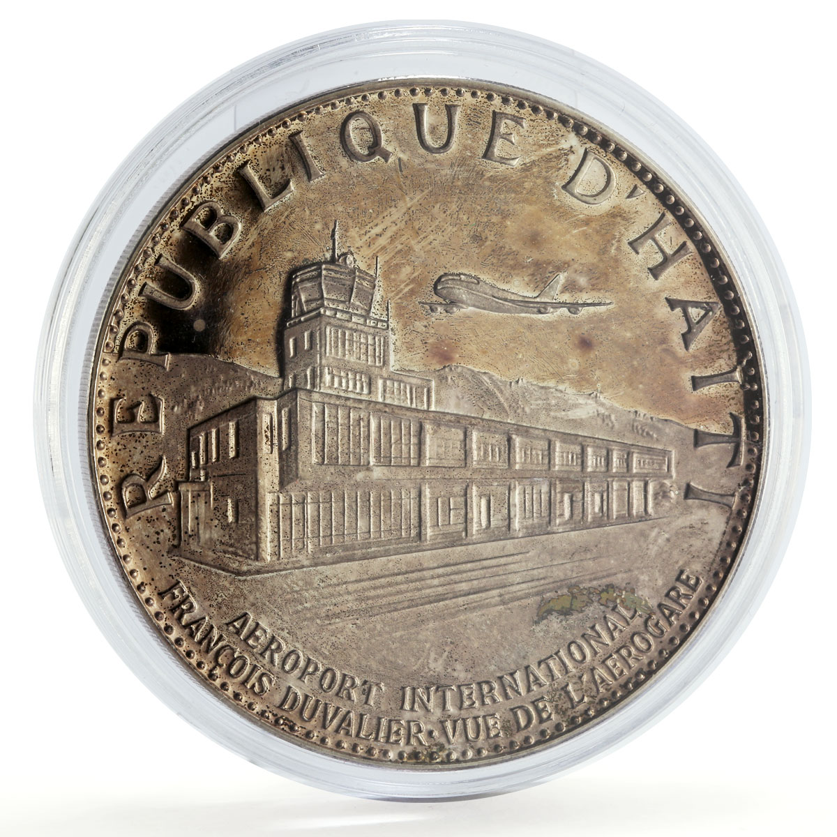 Haiti 25 gourdes Duvalier Airport Planes Aviation proof silver coin 1971