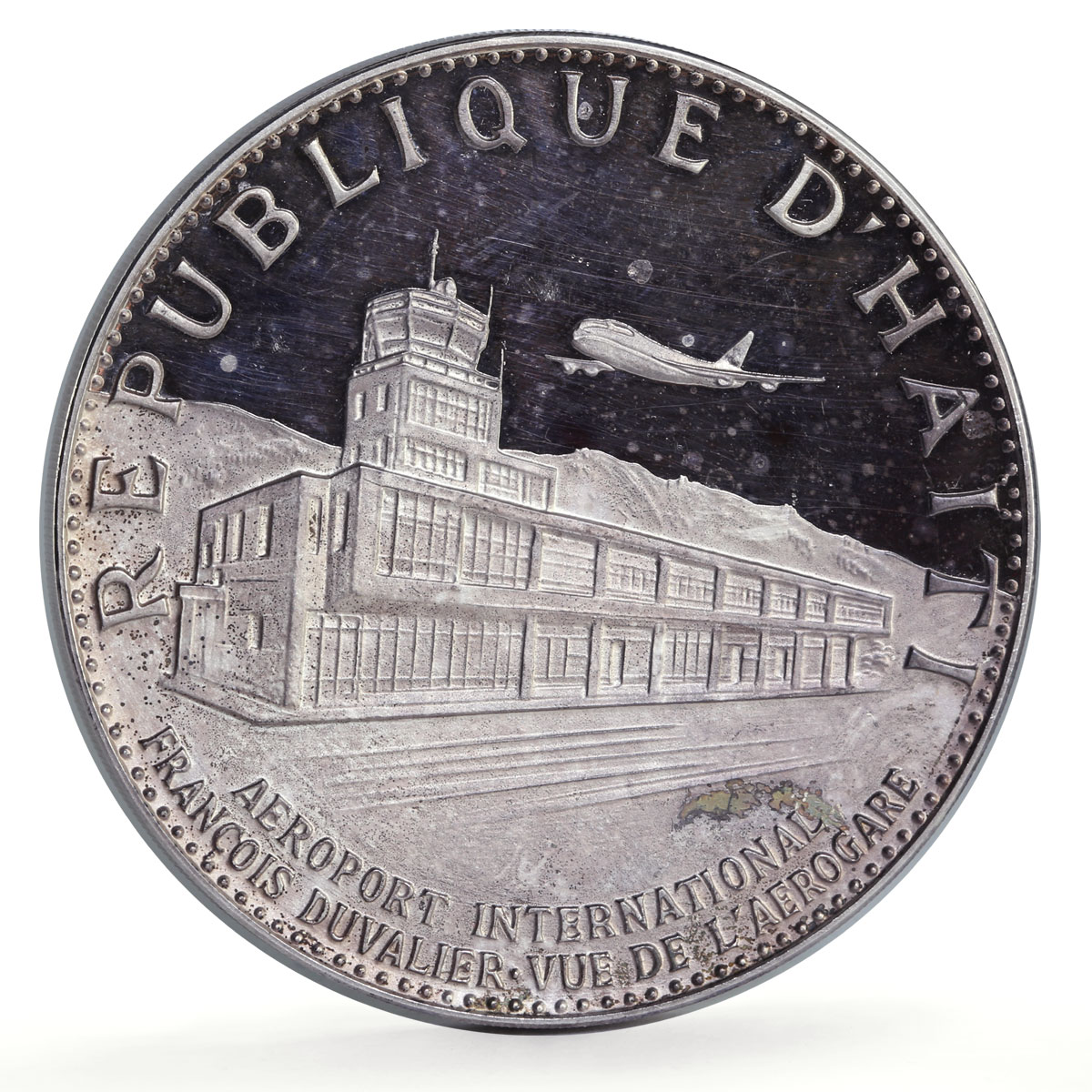 Haiti 25 gourdes Duvalier Airport Planes Aviation proof silver coin 1971
