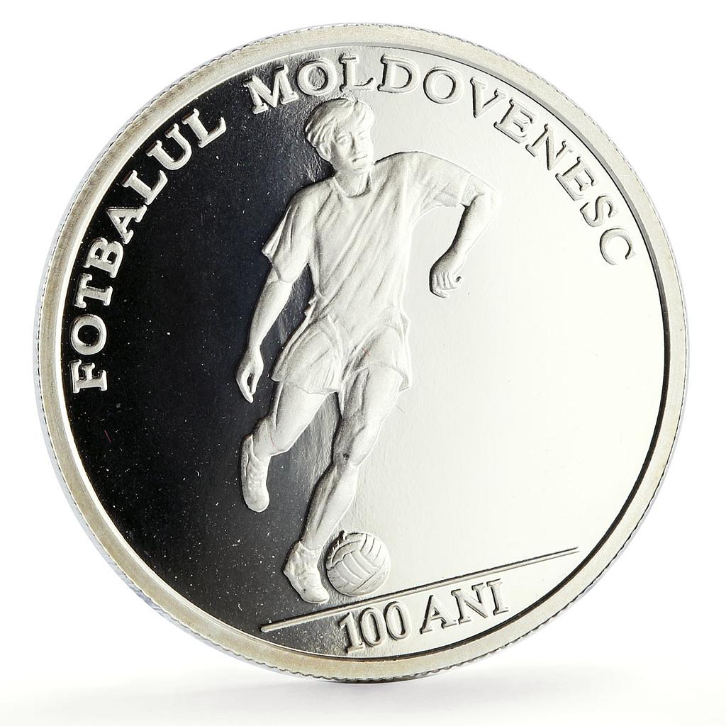 Moldova 50 lei Football Soccer Centennial Sports proof silver coin 2010