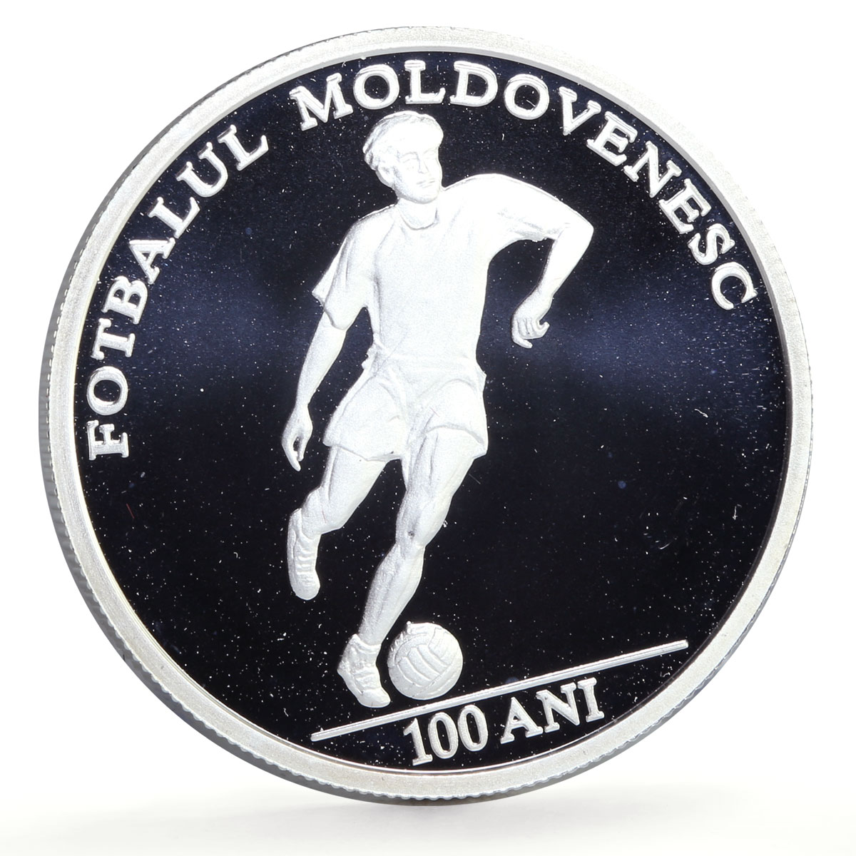 Moldova 50 lei Football Soccer Centennial Sports proof silver coin 2010