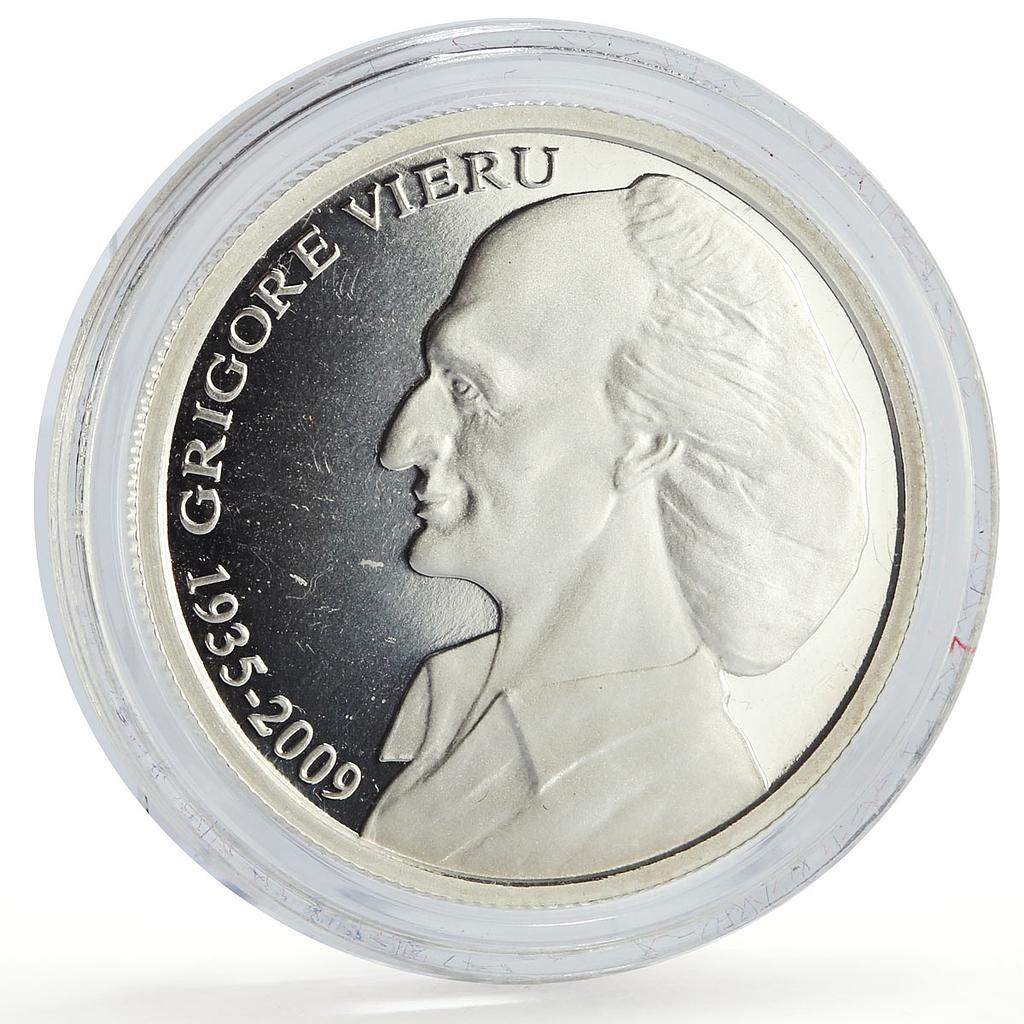 Moldova 50 lei Grigore Vieru Poet Writer Literature proof silver coin 2010