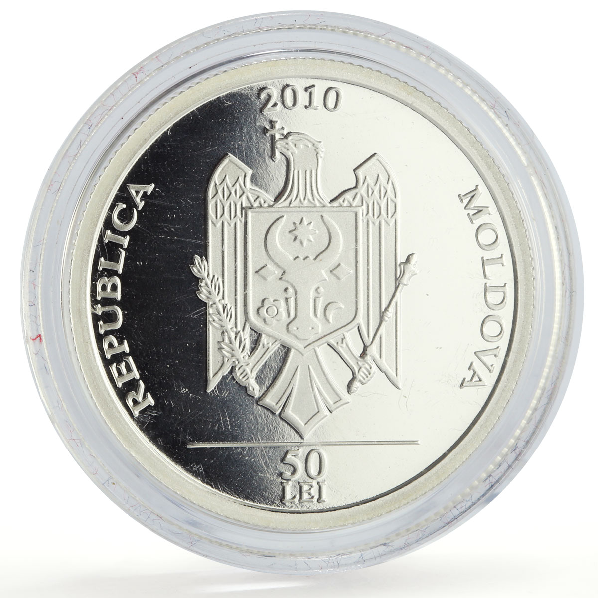 Moldova 50 lei Grigore Vieru Poet Writer Literature proof silver coin 2010